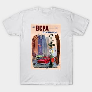 Vintage Travel Poster Fly BCPA to America T-Shirt